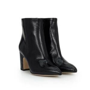 Sam Edelman Hilty Black Crinkle Patent Leather Ankle Boots Indie Edgy Chic Y2K